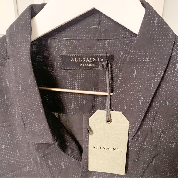 NWT All Saints Pattern Shirt, Black, XXL - Picture 3 of 7
